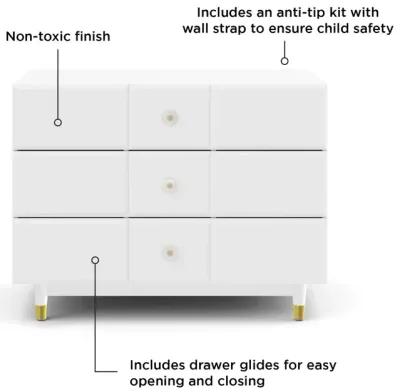 Aviary 3-Drawer Dresser with Gold Hardware