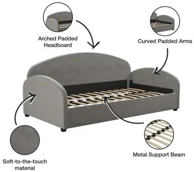 Moon Velvet Upholstered Daybed with Rounded Headboard