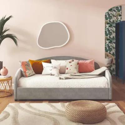 Moon Velvet Upholstered Daybed with Rounded Headboard