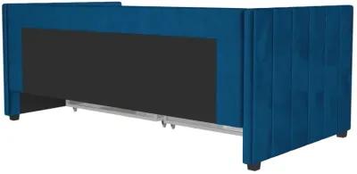 Novogratz Arliss Modern Glam Tuxedo Daybed with Storage, Twin, Blue Velvet