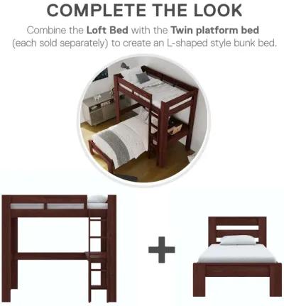 Davian Wood Loft Bed with Desk