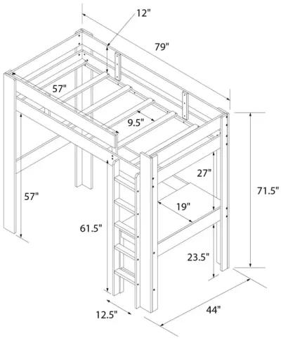 Davian Wood Loft Bed with Desk