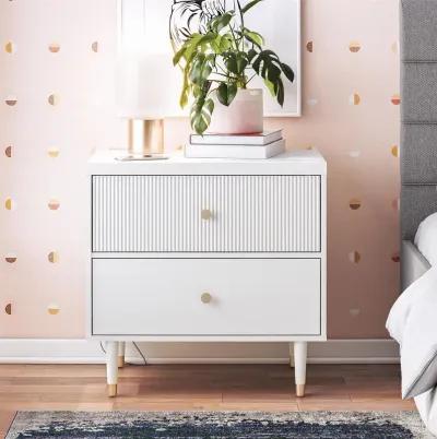 Elizabeth 2 Drawer Textured Nightstand with Gold Knobs