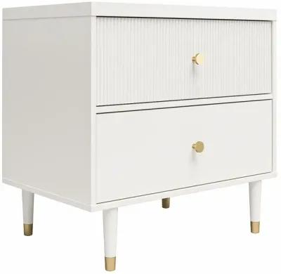 Elizabeth 2 Drawer Textured Nightstand with Gold Knobs