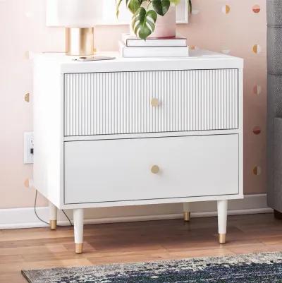 Elizabeth 2 Drawer Textured Nightstand with Gold Knobs