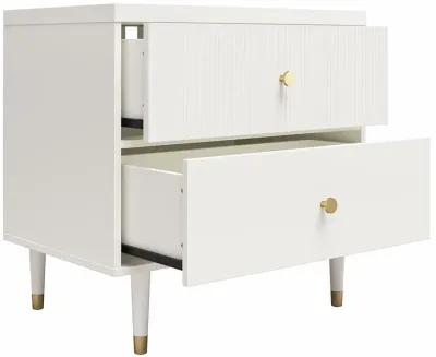 Elizabeth 2 Drawer Textured Nightstand with Gold Knobs