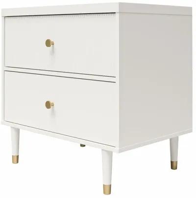 Elizabeth 2 Drawer Textured Nightstand with Gold Knobs