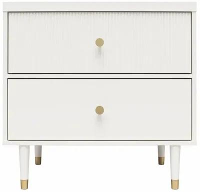 Elizabeth 2 Drawer Textured Nightstand with Gold Knobs