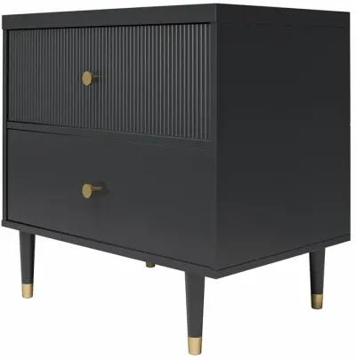 Elizabeth 2 Drawer Textured Nightstand with Gold Knobs