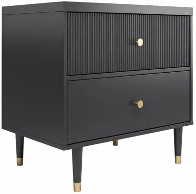 Elizabeth 2 Drawer Textured Nightstand with Gold Knobs