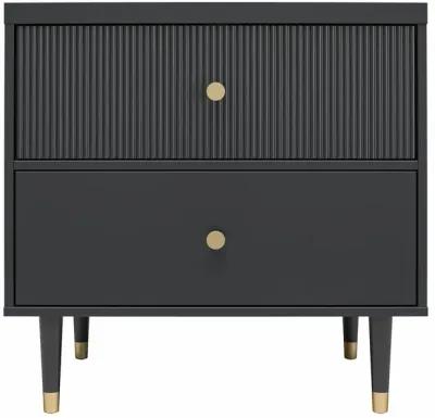 Elizabeth 2 Drawer Textured Nightstand with Gold Knobs