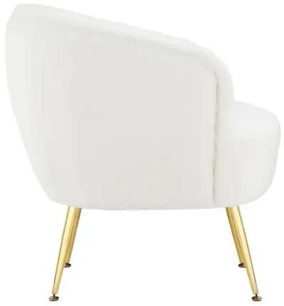 Kara Teddy Soft Accent Chair with Gold Legs