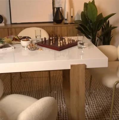 Arvid Dining Table with High Gloss White Top