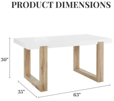 Arvid Dining Table with High Gloss White Top