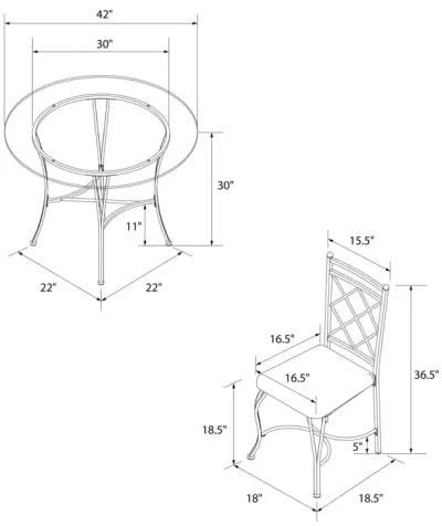 Traditional Glass Top Metal 5-Piece Dinette