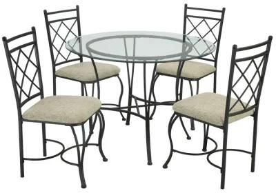 Traditional Glass Top Metal 5-Piece Dinette