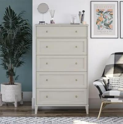 Monticello Tall 5 Drawer Dresser with Gold Accents