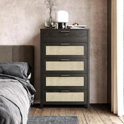 Amberly Rattan 5 Drawer Dresser