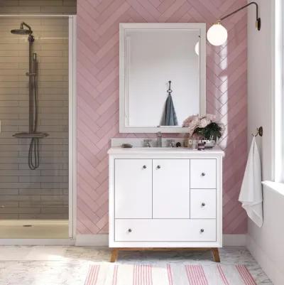 Bleeker Solid Wood Bathroom Vanity with Pre-Installed Oval Porcelain Sink