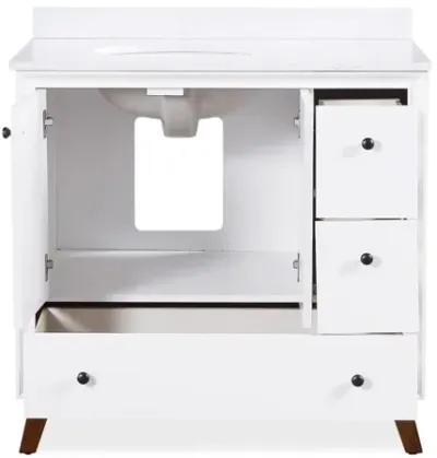 Bleeker Solid Wood Bathroom Vanity with Pre-Installed Oval Porcelain Sink