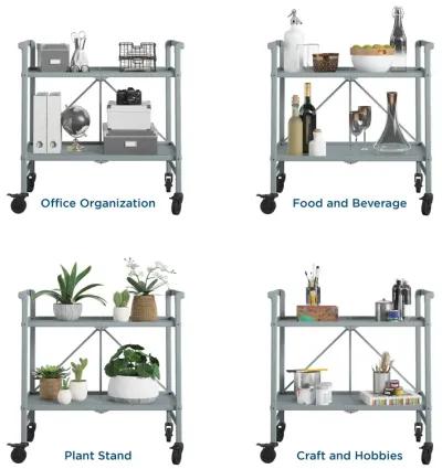 Outdoor Folding Serving Cart with 2 Shelves