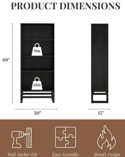 Talo 4 Shelf Bookcase with Open Storage