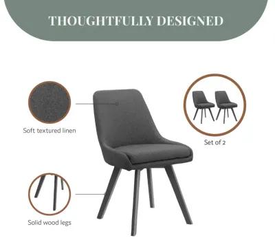 Thora Dining Chair with Black Metal Legs, Set of 2