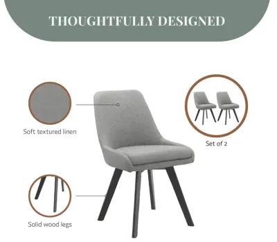 Thora Dining Chair with Black Metal Legs, Set of 2