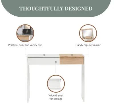 Niles Vanity with 1 Drawer and Flip to Open Mirror