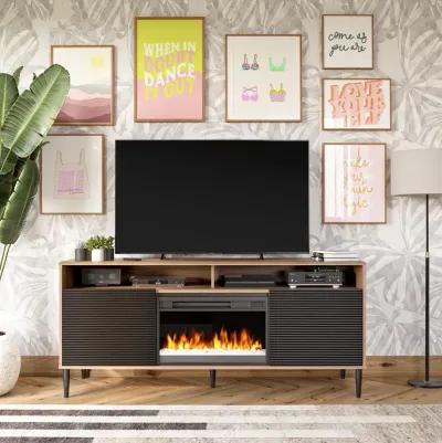 Daphne Fluted Contemporary Electric Fireplace TV Stand for TVs up to 70"