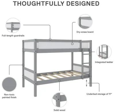 Adrian Twin over Twin Wood Bunk Bed with Integrated Ladder