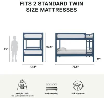 Adrian Twin over Twin Wood Bunk Bed with Integrated Ladder