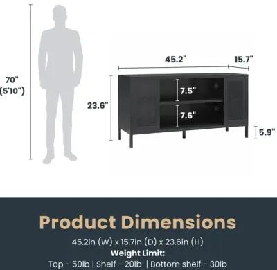 Shadwick Metal TV Stand for TVs up to 50" with Perforated Metal Mesh Accents