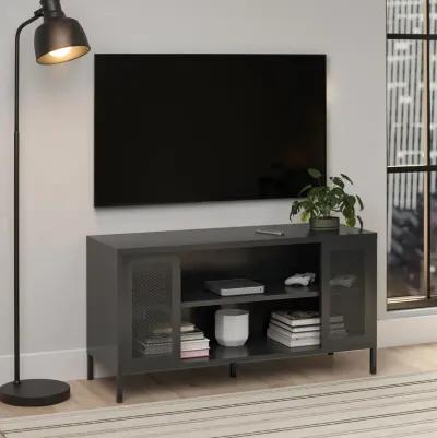 Shadwick Metal TV Stand for TVs up to 50" with Perforated Metal Mesh Accents