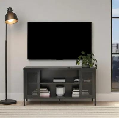 Shadwick Metal TV Stand for TVs up to 50" with Perforated Metal Mesh Accents