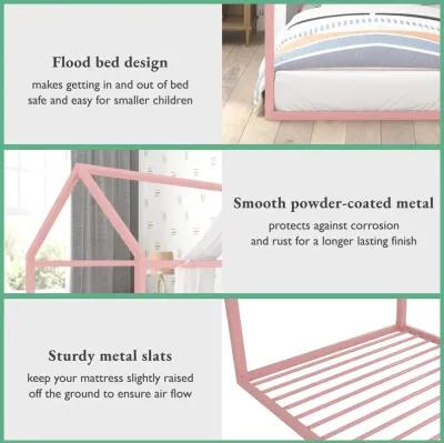 Rowan Valley Skyler Sturdy Floor Metal House Bed with Slats