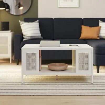 Shadwick Metal Coffee Table with Perforated Metal Mesh Accents