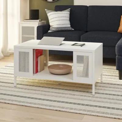 Shadwick Metal Coffee Table with Perforated Metal Mesh Accents