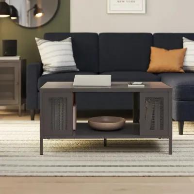 Shadwick Metal Coffee Table with Perforated Metal Mesh Accents