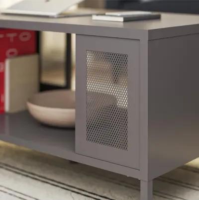 Shadwick Metal Coffee Table with Perforated Metal Mesh Accents