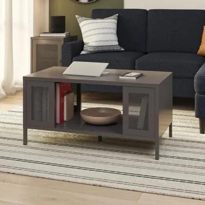 Shadwick Metal Coffee Table with Perforated Metal Mesh Accents