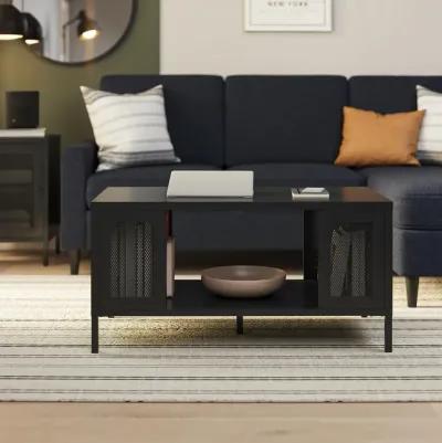 Shadwick Metal Coffee Table with Perforated Metal Mesh Accents