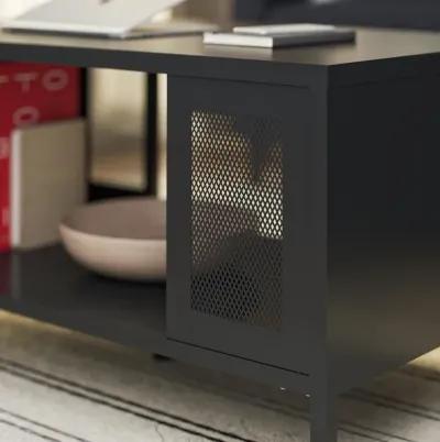 Shadwick Metal Coffee Table with Perforated Metal Mesh Accents