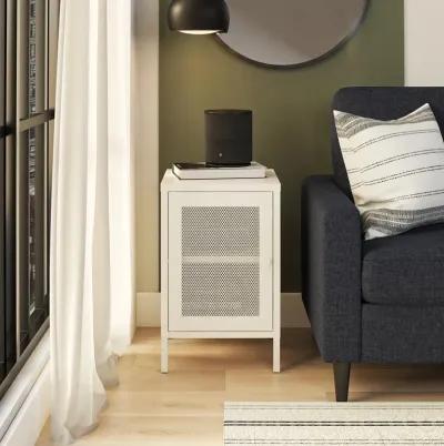 Shadwick 1 Door Metal Living Room End Table with Perforated Metal Mesh Door