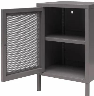 Shadwick 1 Door Metal Living Room End Table with Perforated Metal Mesh Door