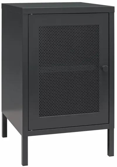 Shadwick 1 Door Metal Living Room End Table with Perforated Metal Mesh Door