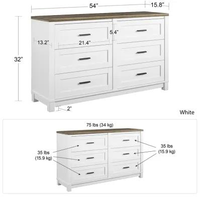 Chapel Hill Modern Farmhouse 6 Drawer Dresser