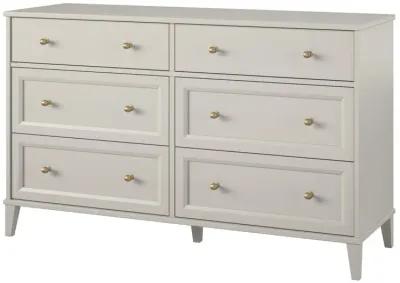 Monticello Wide 6 Drawer Dresser with Gold Accents