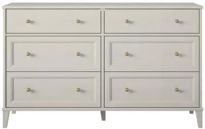 Monticello Wide 6 Drawer Dresser with Gold Accents