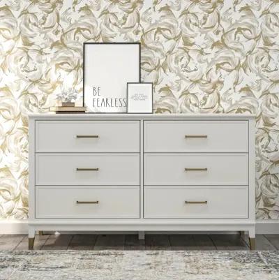 Westerleigh 6 Drawer Dresser with Gold Knobs